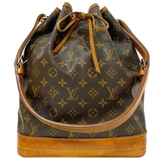 ルイヴィトン(LOUIS VUITTON)のルイ ヴィトン 巾着 バッグ ノエ ブラウン ベージュ ゴールド モノグラム M42224 ショルダー モノグラムキャンバス ヌメ革 中古 不明 LOUIS VUITTON 茶色 巾着ショルダー 肩掛け ヴィンテージ ロゴ 総柄 定番(その他)