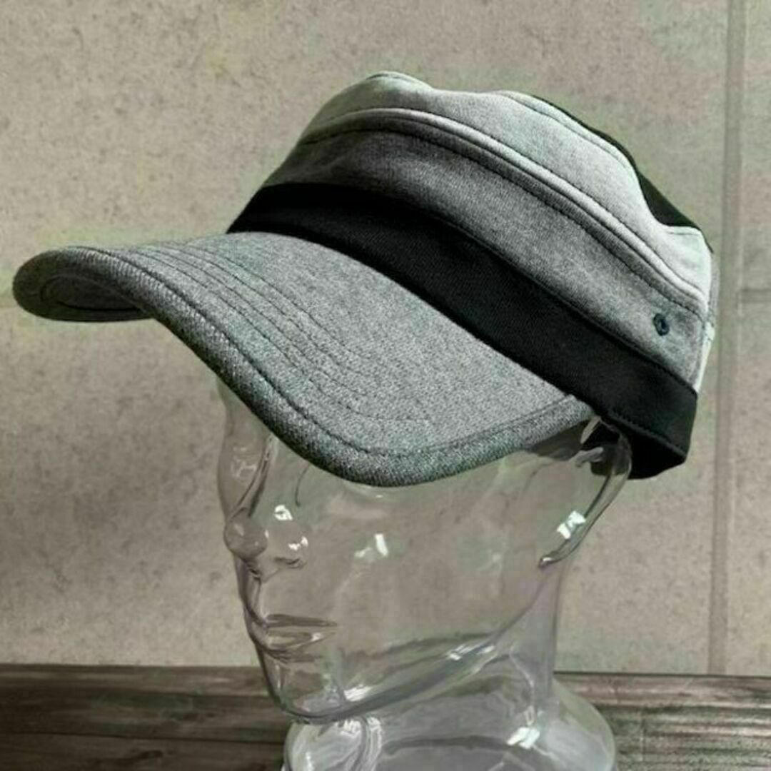 送料込 XL 大きいサイズ 帽子 スエット ワークキャップ ボーダー 切替え 黒 メンズの帽子(キャップ)の商品写真