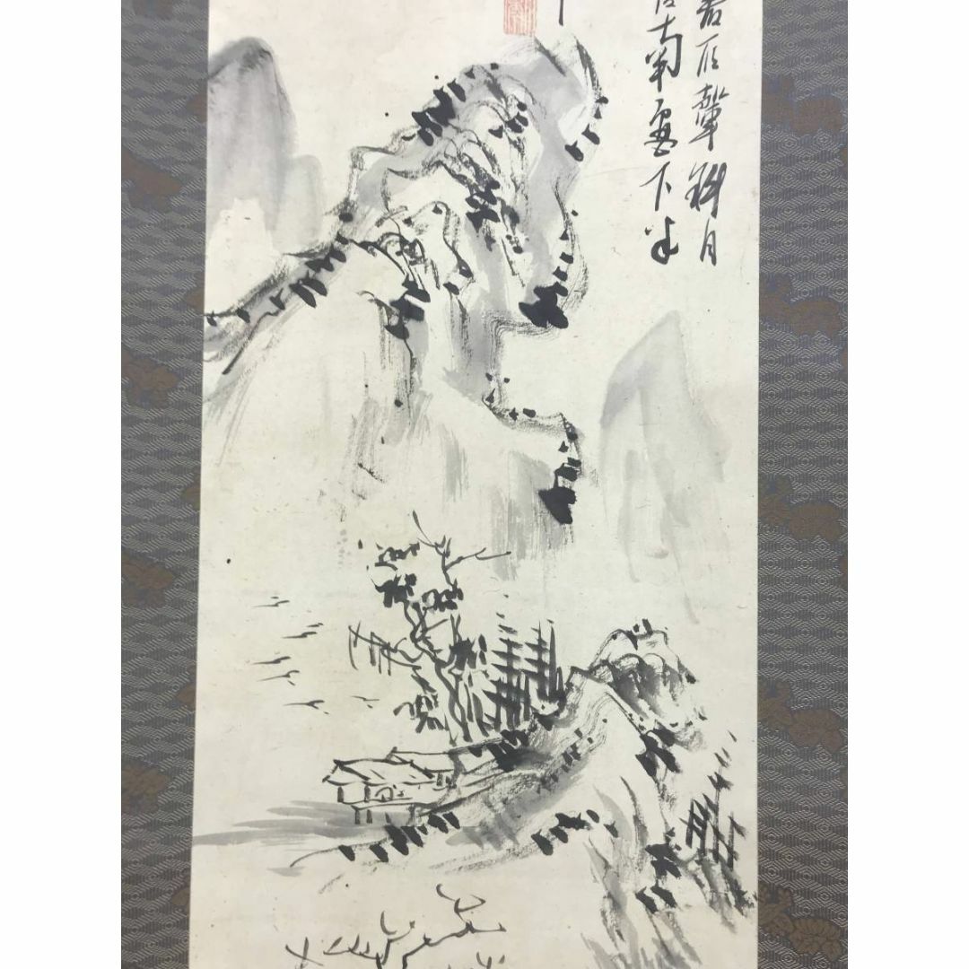 真作/日根野対山/楼閣山水人物画賛/掛軸☆宝船☆N-599 絵画|日本画 真作/日根野対山/楼閣山水人物画賛/掛軸☆宝船☆N-599 絵画|日本画