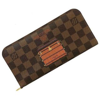 ルイヴィトン(LOUIS VUITTON)のルイ ヴィトン 長財布 ポルトフォイユ アンソリット ブラウン レッド ダミエ エベヌ トランクアンドロック N63180 美品 中古 CA2173 LOUIS VUITTON 財布 トランク プリント ヴィンテージ レア 定番 人気(財布)