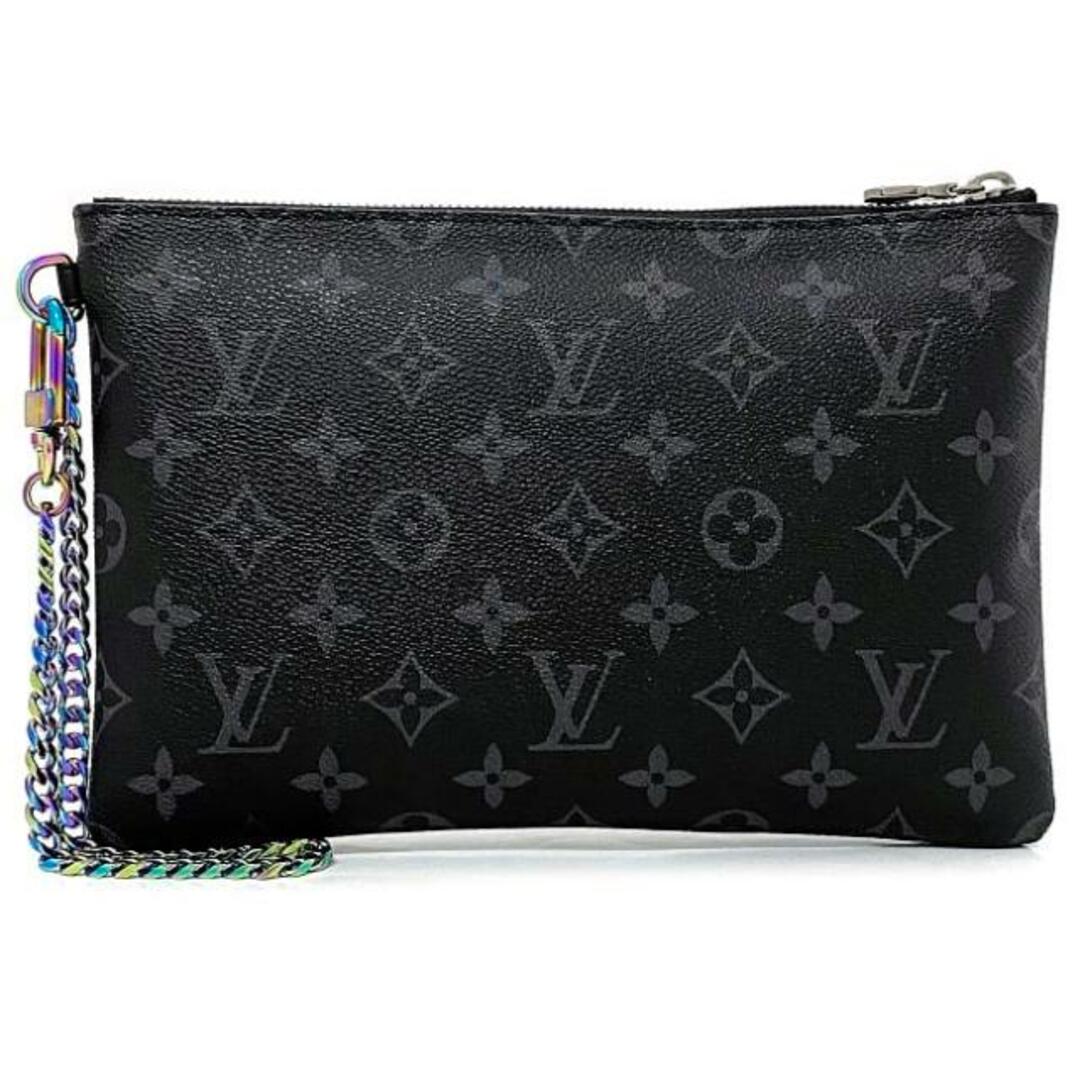 LOUIS VUITTON(ルイヴィトン)のルイ ヴィトン iPad ポーチ ブラック グレー ホワイト レインボー モノグラム エクリプス M64449 フラグメント モノグラムキャンバス メタル 中古 UB1137 LOUIS VUITTON 黒 灰色 LV 限定 コラボ レディースのバッグ(クラッチバッグ)の商品写真