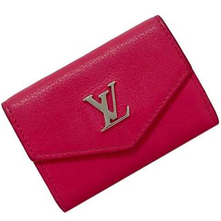 ルイヴィトン(LOUIS VUITTON)のルイ ヴィトン 三つ折り 財布 ポルトフォイユ ロックミニ ピンク シルバー M67858 美品 LV レザー メタル 中古 UB2159 LOUIS VUITTON コンパクト ミニ ロゴ カーフレザー 定番 人気 シンプル ミニ財布(財布)