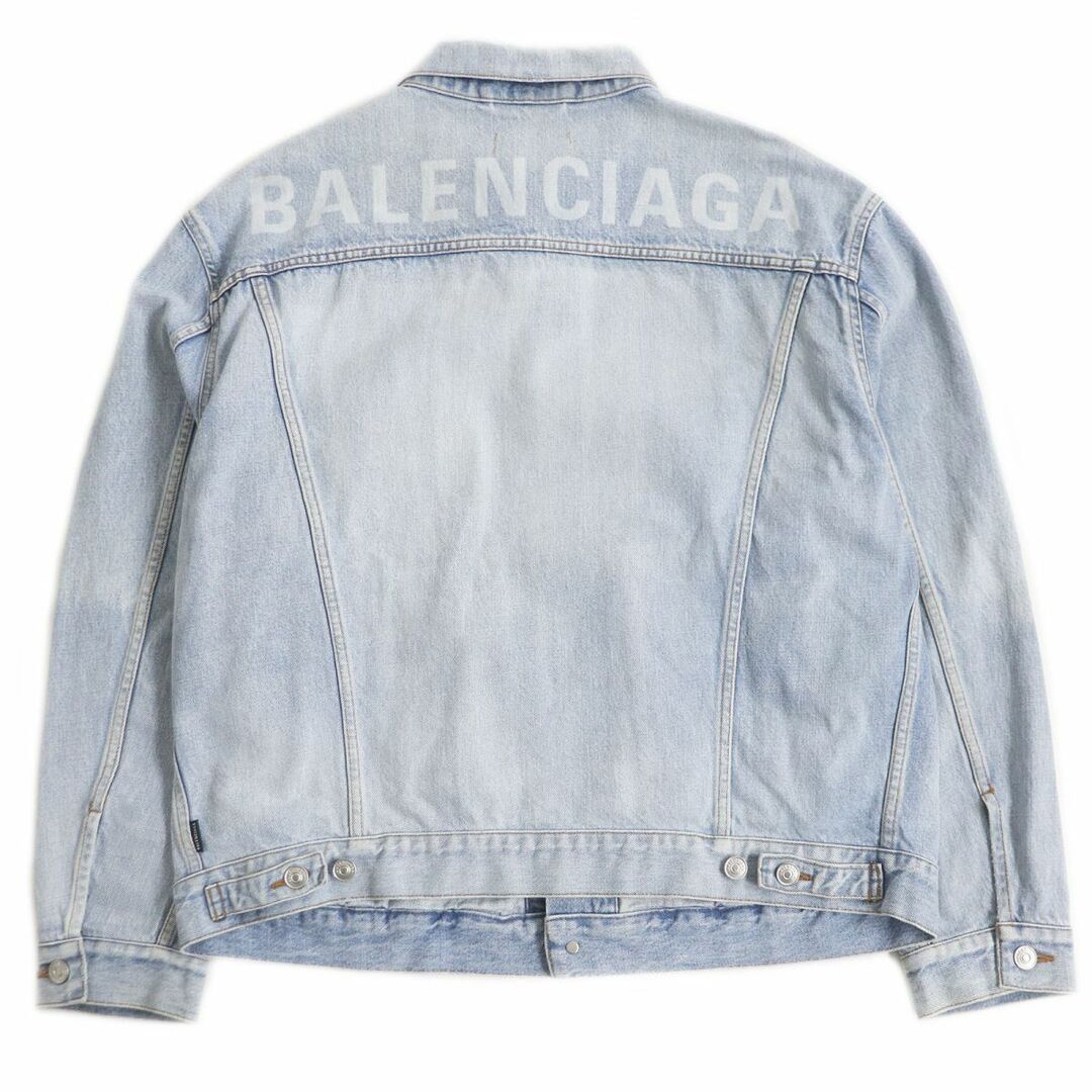 Balenciaga(バレンシアガ)の極美品□2018年製 BALENCIAGA/バレンシアガ 534553 USED加工 バックロゴ デニムジャケット/ジージャン ライトブルー 48 日本製 正規品 メンズのジャケット/アウター(Gジャン/デニムジャケット)の商品写真