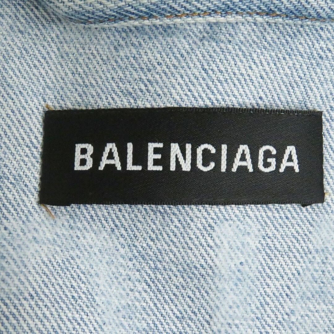 Balenciaga(バレンシアガ)の極美品□2018年製 BALENCIAGA/バレンシアガ 534553 USED加工 バックロゴ デニムジャケット/ジージャン ライトブルー 48 日本製 正規品 メンズのジャケット/アウター(Gジャン/デニムジャケット)の商品写真