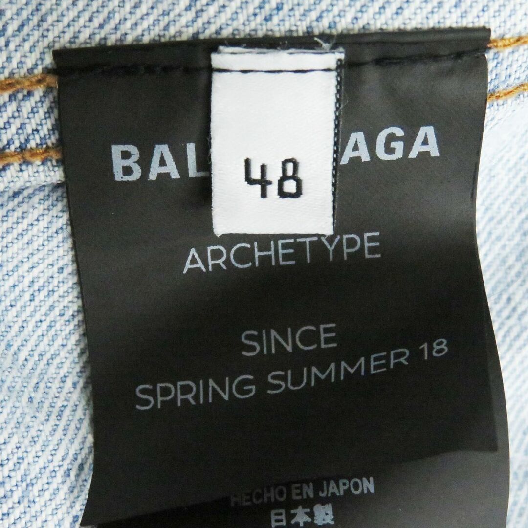 Balenciaga(バレンシアガ)の極美品□2018年製 BALENCIAGA/バレンシアガ 534553 USED加工 バックロゴ デニムジャケット/ジージャン ライトブルー 48 日本製 正規品 メンズのジャケット/アウター(Gジャン/デニムジャケット)の商品写真