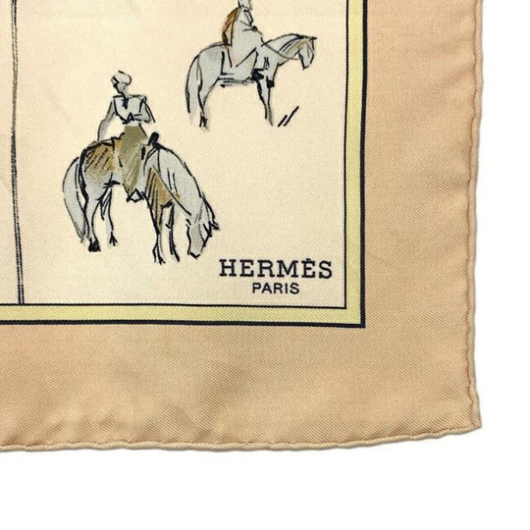 Hermes(エルメス)のエルメス ミニ スカーフ プチカレ ベージュ VOYAGE NIGER 美品 シルク 中古 HERMES 40 馬 馬柄 ボヤージュ ハンカチ ハンカチーフ ミニサイズ 定番 人気 レディース 女性 アパレル ファッション小物 レディースのファッション小物(バンダナ/スカーフ)の商品写真