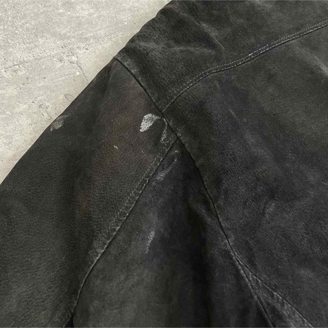 vintage スウェードレザーブルゾン ボンバージャケット 黒 M 中綿  メンズのジャケット/アウター(レザージャケット)の商品写真