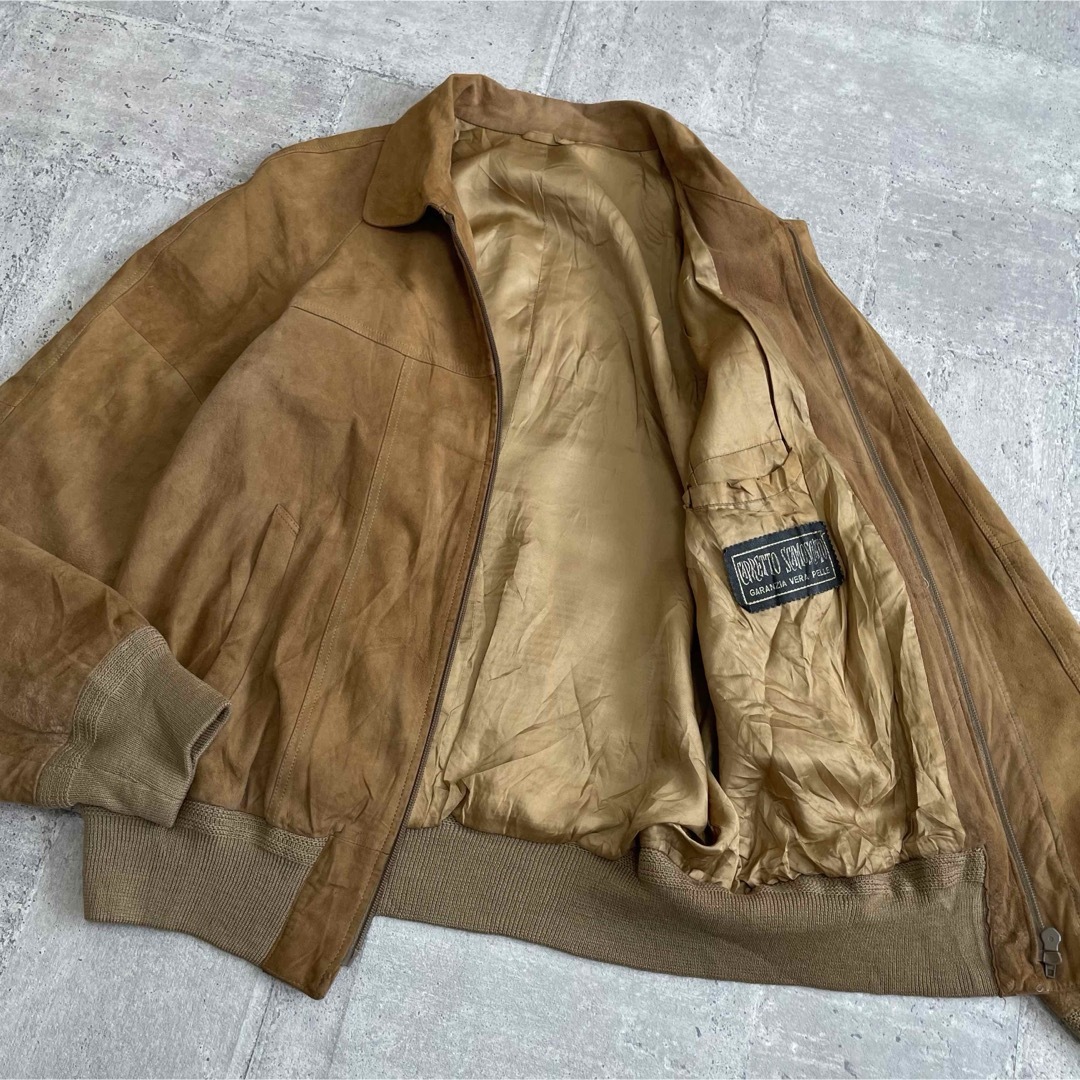 VINTAGE(ヴィンテージ)の古着 vintage スウェードレザー ブルゾン キャメル 薄手  メンズのジャケット/アウター(レザージャケット)の商品写真