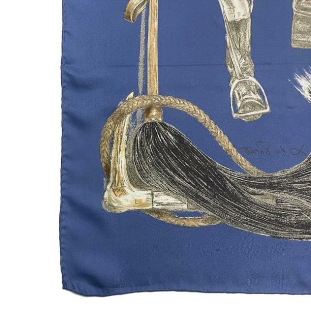 Hermes(エルメス)のエルメス スカーフ カレ 90 ブルー ライトブルー ブラウン ブーツについて クリーニング済み 美品 シルク 100％ 中古 HERMES 大判 靴 ブーツ A Propos de Bottes ヴィンテージ レア 定番 人気 女性 レディースのファッション小物(バンダナ/スカーフ)の商品写真