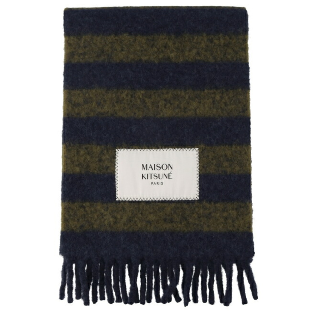 MAISON KITSUNE'(メゾンキツネ)のメゾン キツネ MAISON KITSUNE ストール メンズ RUGBY STRIPES SCARF マフラー  LM06202WA0019 0012 S482 メンズのファッション小物(マフラー)の商品写真