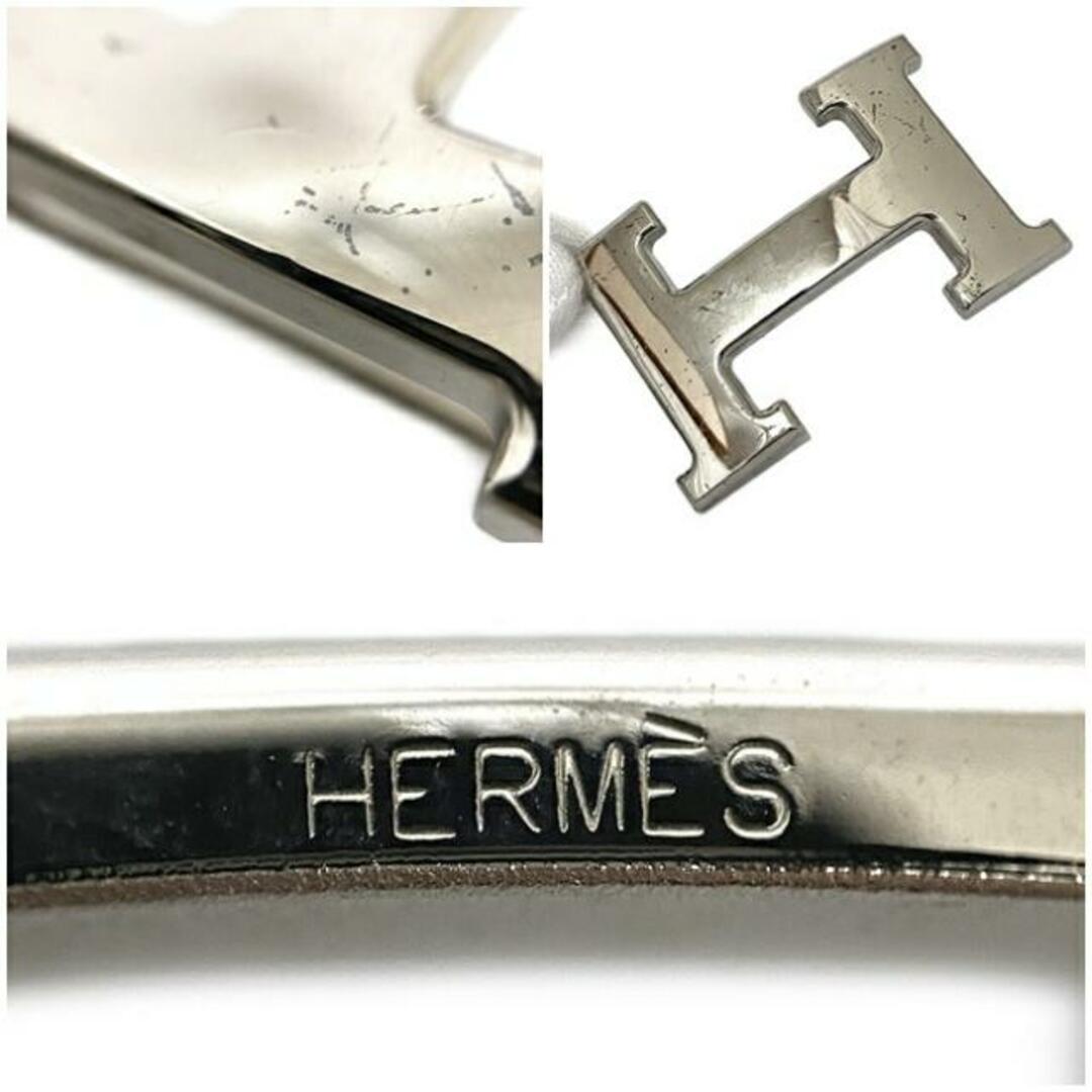 Hermes(エルメス)のエルメス Ｈ ベルト ブルー シルバー コンスタンス 美品 レザー トリヨンクレマンス ボックスカーフ 中古 □Ｈ刻印 2004年製 HERMES 30mm ウエストベルト ロゴ リバーシブル ヴィンテージ ブランドロゴ レディース レディースのファッション小物(バンダナ/スカーフ)の商品写真