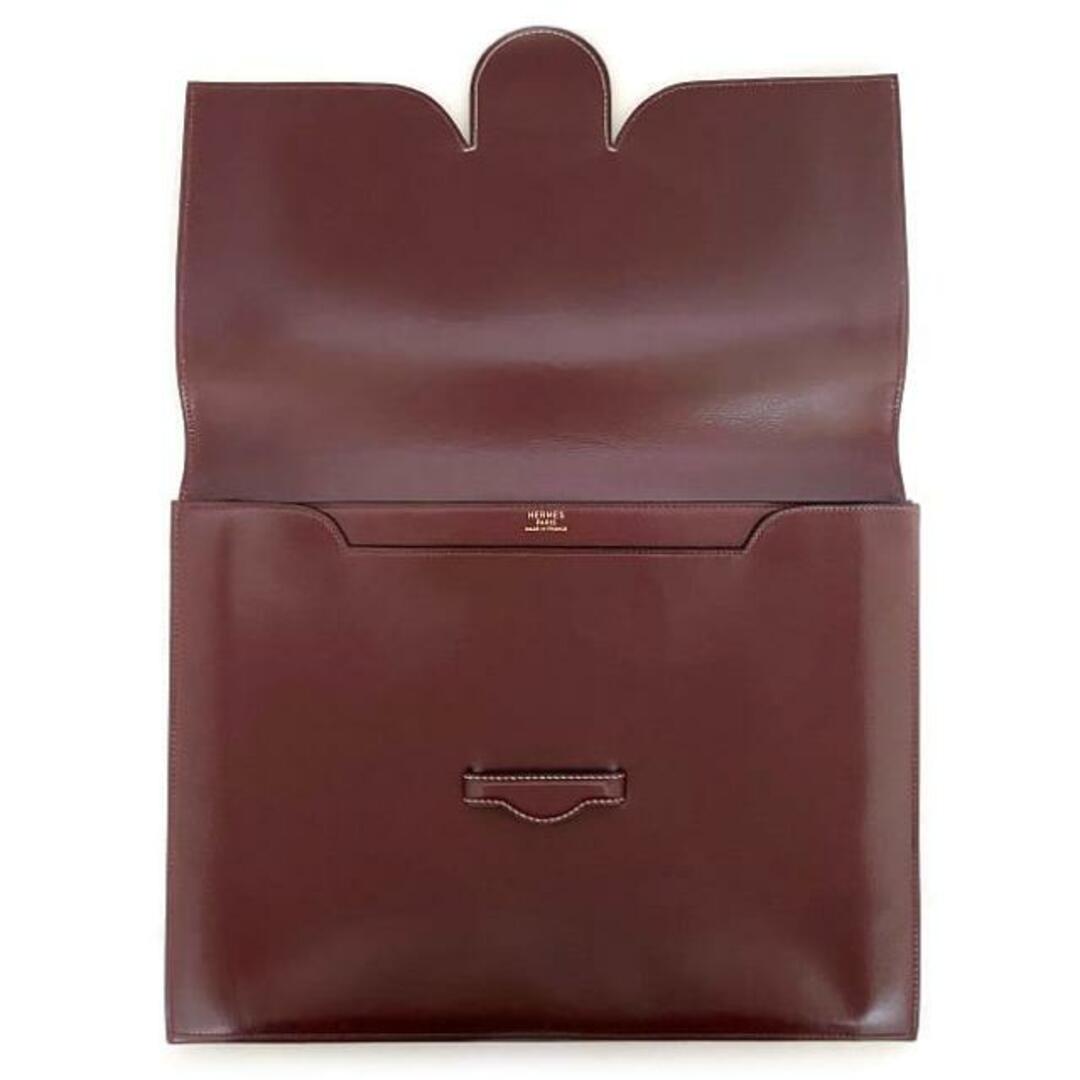 Hermes(エルメス)のエルメス クラッチバッグ ファコ ボルドー 美品 レザー ボックスカーフ 中古 〇Ｈ HERMES セカンドバッグ ＧＭ フラップ ヴィンテージ レア 書類 ビジネス レディース メンズ ユニセックス レザーバッグ 鞄 本革 革 無地 レディースのバッグ(クラッチバッグ)の商品写真