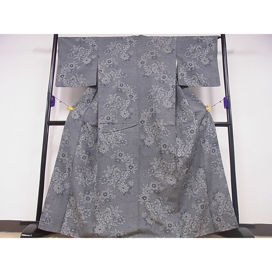 平和屋川間店■上質な紬　花鼓文　着丈163.5cm　裄丈65.5cm　正絹　逸品　B-fe5173 レディースの水着/浴衣(着物)の商品写真