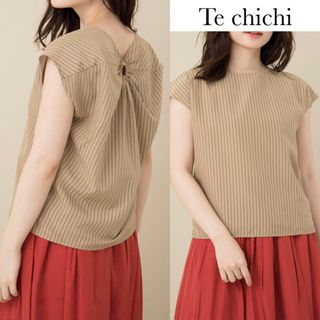 テチチ(Techichi)のテチチ デシン 後 リング フレンチ 袖 ストライプ ブラウス(シャツ/ブラウス(半袖/袖なし))