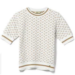 ヘルノ(HERNO)のヘルノ HERNO 半袖ニット Tシャツ ENDLESS VISCOSE MONOGRAM サマーニット リブニット ショートスリーブニット 2024年春夏新作 MG000137D 76041 1000(Tシャツ(半袖/袖なし))