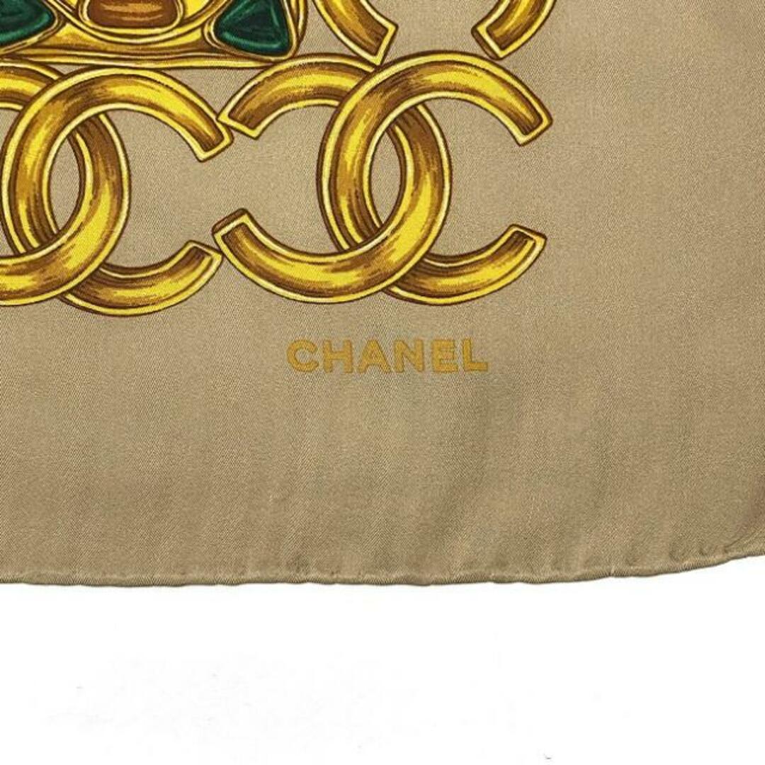 ファッション姫 通販 CHANEL - シャネル 大判 スカーフ ベージュ ゴールド ココマーク ブローチ