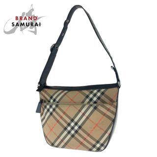 バーバリー(BURBERRY)のBURBERRY バーバリー ノバチェック ベージュ ブラック 黒 キャンバス レザー ショルダーバッグ 斜め掛け レディース 405445 【中古】(ショルダーバッグ)