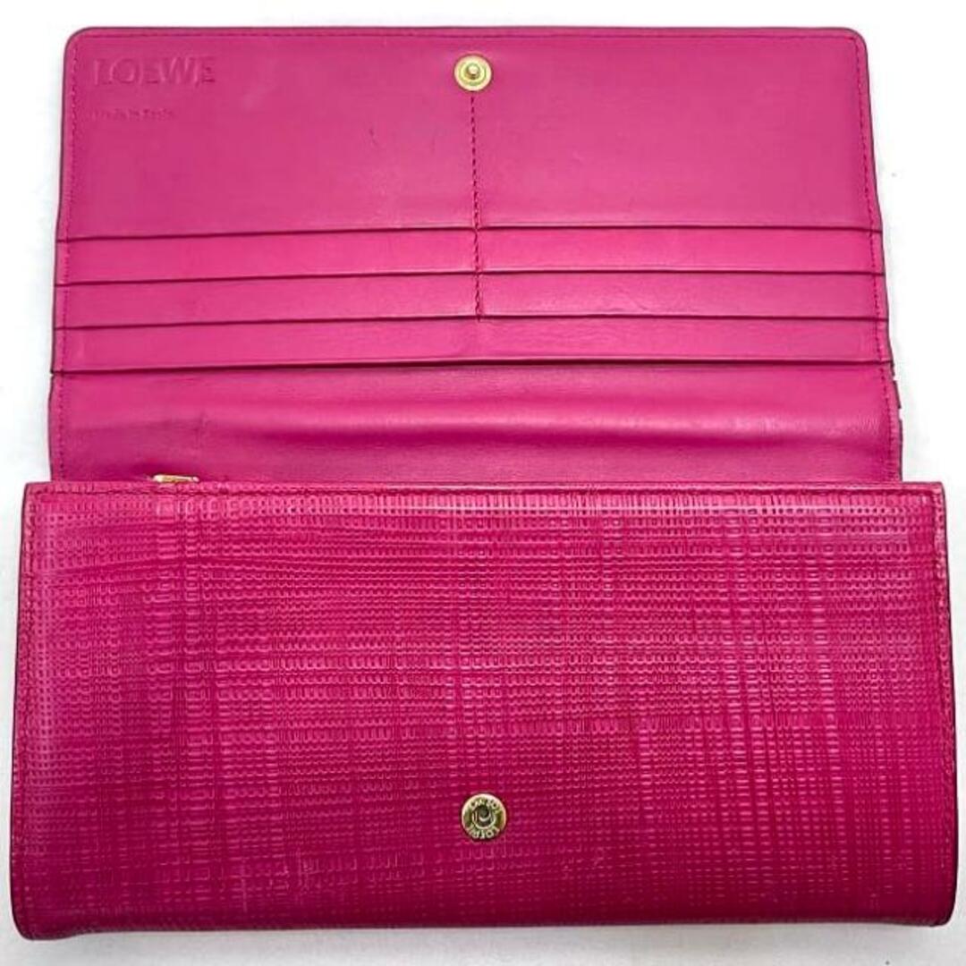 LOEWE - ロエベ 二つ折り 長財布 ピンク リネン アナグラム 財布 LOEWE - ロエベ 二つ折り 長財布 ピンク リネン アナグラム 財布