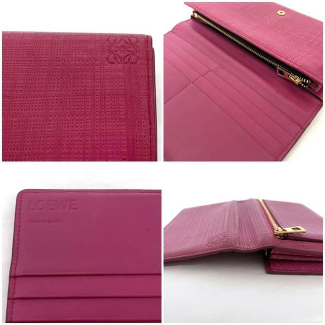 LOEWE - ロエベ 二つ折り 長財布 ピンク リネン アナグラム 財布 LOEWE - ロエベ 二つ折り 長財布 ピンク リネン アナグラム 財布