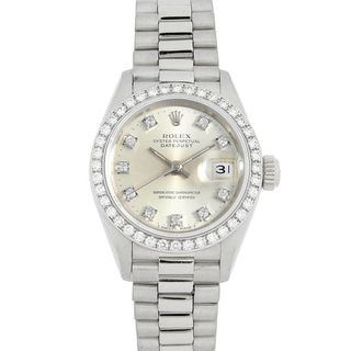 ロレックス(ROLEX)のロレックス デイトジャスト ベゼルダイヤ 10Pダイヤ 69136G シルバー L番 レディース 中古 腕時計(腕時計)