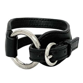 プラダ(PRADA)のプラダ ブレスレット ブラック シルバー 2212A ブレス レザー メタル 中古 PRADA アクセサリー ベルト 2重 ヴィンテージ レア 定番 人気 女性 レディース シンプル 高級感 上品 エレガンス オシャレ 黒(ブレスレット)