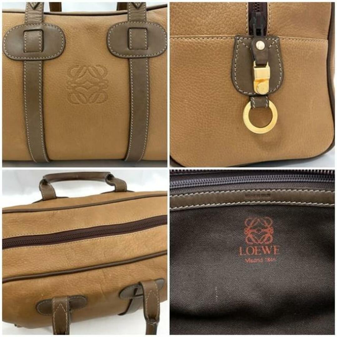 LOEWE(ロエベ)のロエベ ミニ ボストンバッグ キャメル ブラウン アナグラム 美品 レザー 中古 LOEWE ヴィンテージ ロゴ ハンドバッグ ファスナー レア 定番 人気 女性 レディース 通勤 通学 大容量 シンプル ワンポイント 高級感 上品 レディースのバッグ(ハンドバッグ)の商品写真