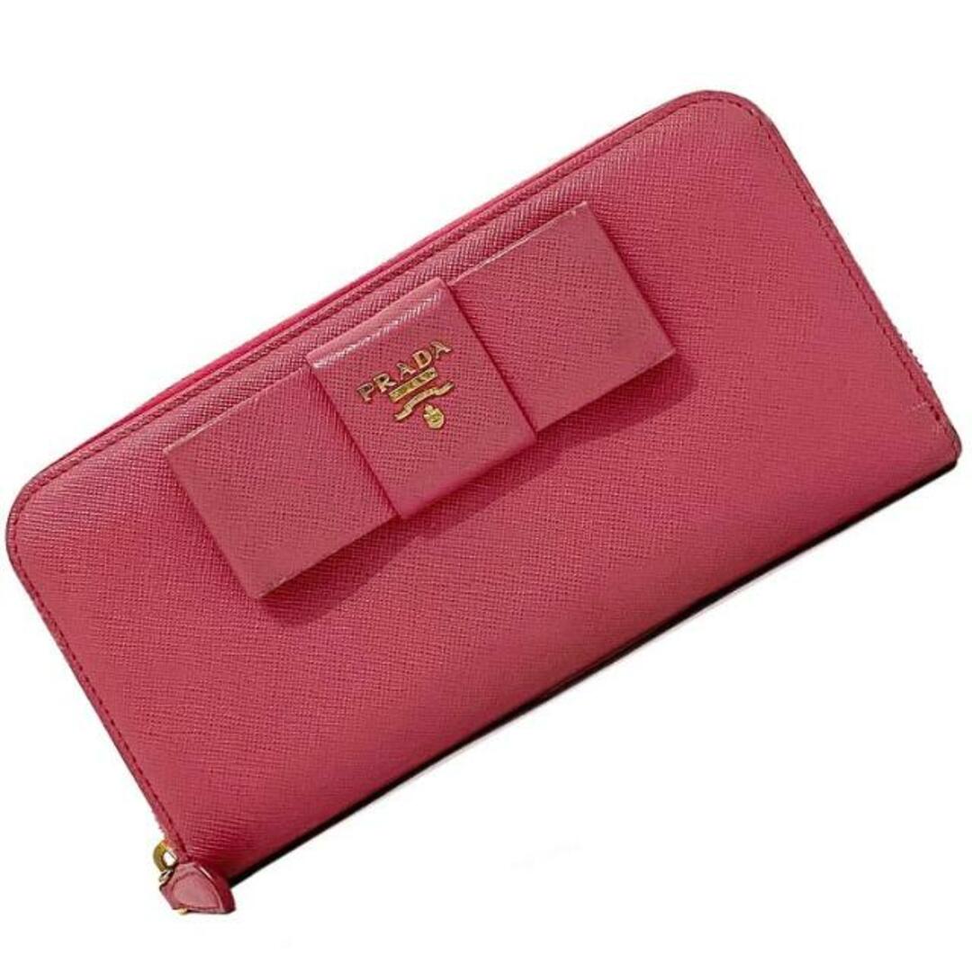 PRADA - プラダ ラウンドファスナー 長財布 ピンク ゴールド PRADA - プラダ ラウンドファスナー 長財布 ピンク ゴールド