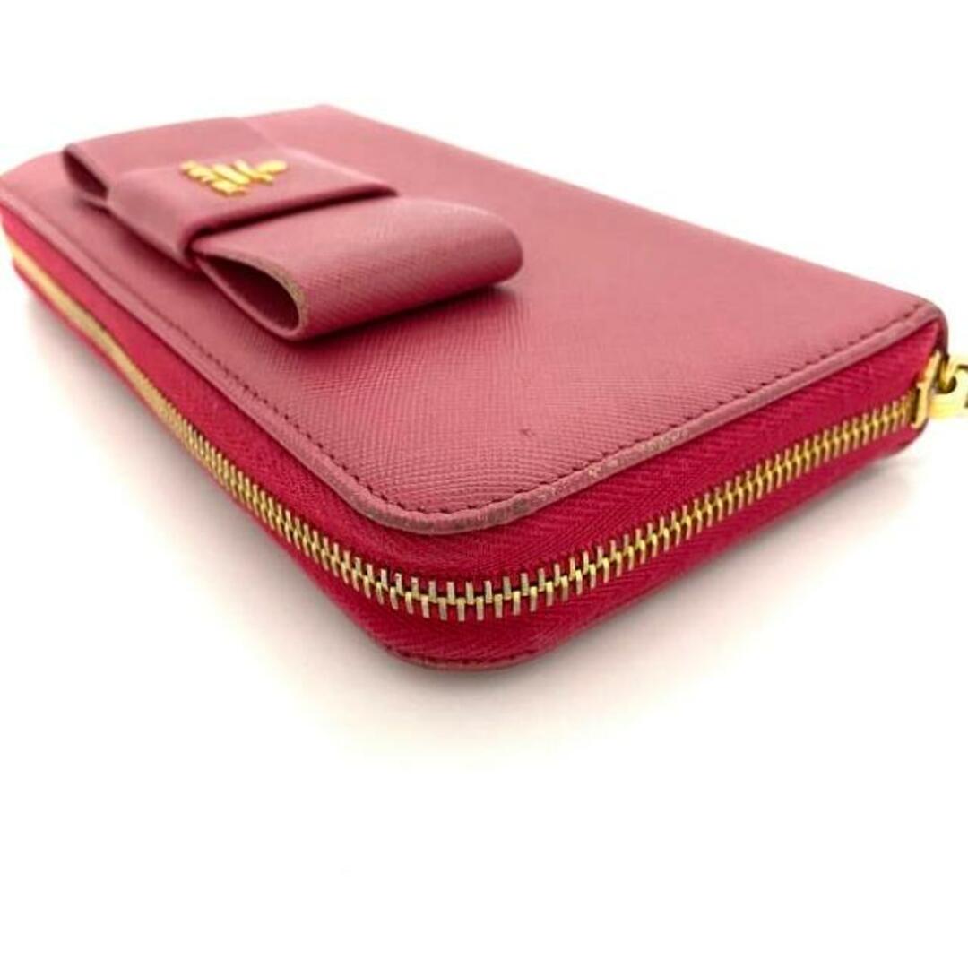 PRADA - プラダ ラウンドファスナー 長財布 ピンク ゴールド PRADA - プラダ ラウンドファスナー 長財布 ピンク ゴールド