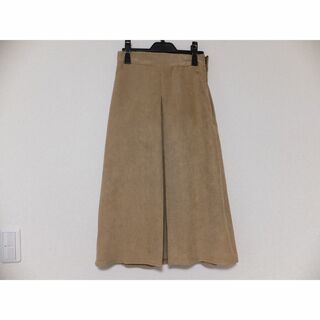 【新品】淡キャメル　スエード調　ワンボックスプリーツスカート　Lサイズ(ひざ丈スカート)