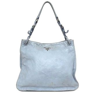 プラダ(PRADA)のプラダ ワンショルダー バッグ ライトブルー ナッパアンティーク PERVINCA BR4895  シンプル レザー 中古 PRADA ヴィンテージ セミショルダー 肩掛け 定番 人気 女性 レディース 通勤 通学 ビジネス 大容量(その他)