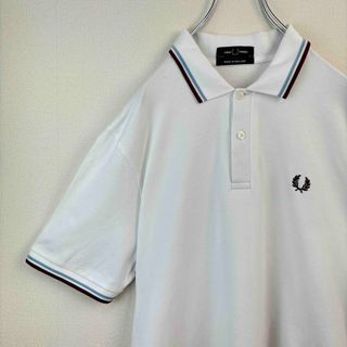 フレッドペリー(FRED PERRY)の大人気　フレッドペリー　ポロシャツ　半袖　M12 白赤水色　44  XXL(ポロシャツ)