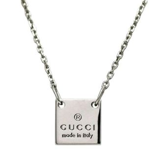 グッチ(Gucci)のグッチ ネックレス シルバー 223514 新品 仕上げ済み Ag 925 Sランク GUCCI 宝飾 プレート ロゴ アクセサリー ペンダント ワンポイント スクエア 定番 人気 レディース メンズ 男女兼用 45cm お洒落 高級感(ネックレス)