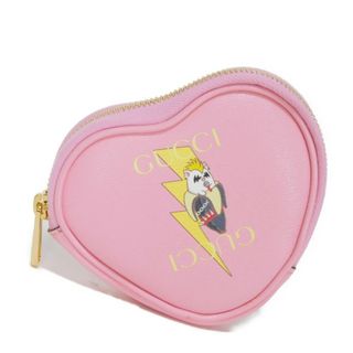 グッチ(Gucci)のGUCCI グッチ ばなにゃ ハートシェイプ コインケース バナナ ライトニングボルト イナズマ パステルピンク キーリング ロゴ ライトピンク ポーチ 701062 U22AG 5964(ポーチ)