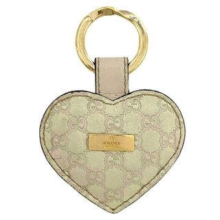 グッチ(Gucci)のグッチ キーホルダー ベージュ ゴールド シマ 199915 美品 ハート GG レザー GP 中古 GUCCI キーリング チャーム バッグチャーム 定番 人気 女性 レディース シンプル 可愛い アクセント 小物 ブランド小物(その他)