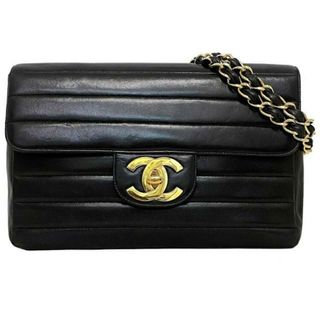 シャネル(CHANEL)のシャネル チェーン ショルダーバッグ ブラック ゴールド マドモアゼル シングル フラップ ラムスキン レザー 中古 3番台 CHANEL ココマーク ターンロック 30cm ヴィンテージ レア 中マト 人気 レディース 肩掛け(ショルダーバッグ)