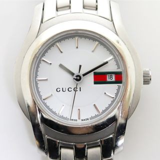 グッチ(Gucci)の【GUCCI】グッチ 腕時計 SS ホワイト クォーツ 5500L/br0136ar(腕時計(アナログ))