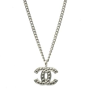 シャネル(CHANEL)のシャネル ネックレス シルバー ココマーク 美品 金属素材 中古 CHANEL チョコバー ペンダント アクセサリー ヴィンテージ ジュエリー 定番 人気 レディース ブランドジュエリー 女性 宝飾 ロゴ 格子柄 シンプル オシャレ(ネックレス)