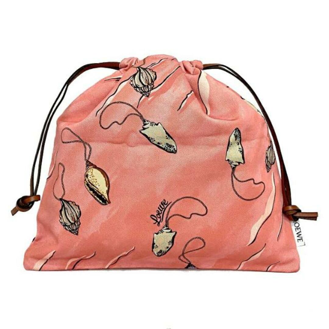 LOEWE - ロエベ 巾着 ポーチ ドロー ストリング ピンク マルチ LOEWE - ロエベ 巾着 ポーチ ドロー ストリング ピンク マルチ