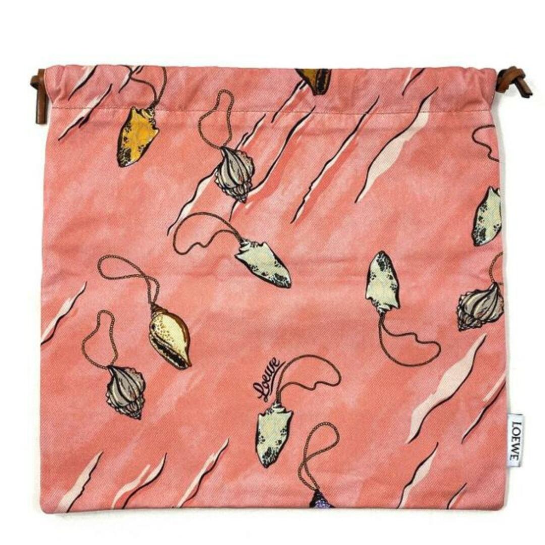 LOEWE - ロエベ 巾着 ポーチ ドロー ストリング ピンク マルチ LOEWE - ロエベ 巾着 ポーチ ドロー ストリング ピンク マルチ