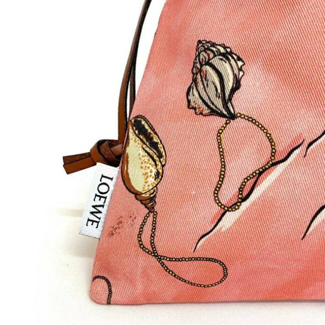 LOEWE - ロエベ 巾着 ポーチ ドロー ストリング ピンク マルチ LOEWE - ロエベ 巾着 ポーチ ドロー ストリング ピンク マルチ