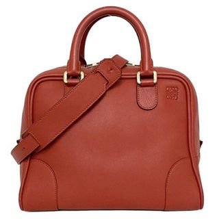 ロエベ(LOEWE)のロエベ 2way バッグ アマソナ 75 レッド アナグラム 301.30.L03 美品 レザー 中古 LOEWE ハンドバッグ ショルダー スクエア シンプル ミニ ボストン 肩掛け 本革 定番 人気 オシャレ 女性 レディース 通勤(ハンドバッグ)