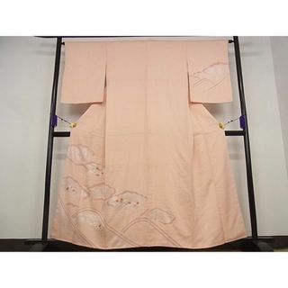 平和屋野田店■訪問着　刺繍　絞り　雲重ね花文　銀彩　着丈158cm　裄丈64cm　正絹　逸品　B-ey2833(着物)