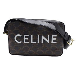 セリーヌ(celine)のセリーヌ CELINE バッグ レディース メンズ ブランド ショルダーバッグ トリオンフ ミディアム メッセンジャーバッグ ブラック 斜め掛け ロゴ  【中古】(ショルダーバッグ)