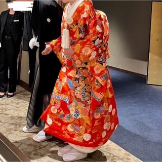 色打掛 打掛け 和装 結婚式 神前式 ウェディング ブライダル 美品 前撮り(着物)