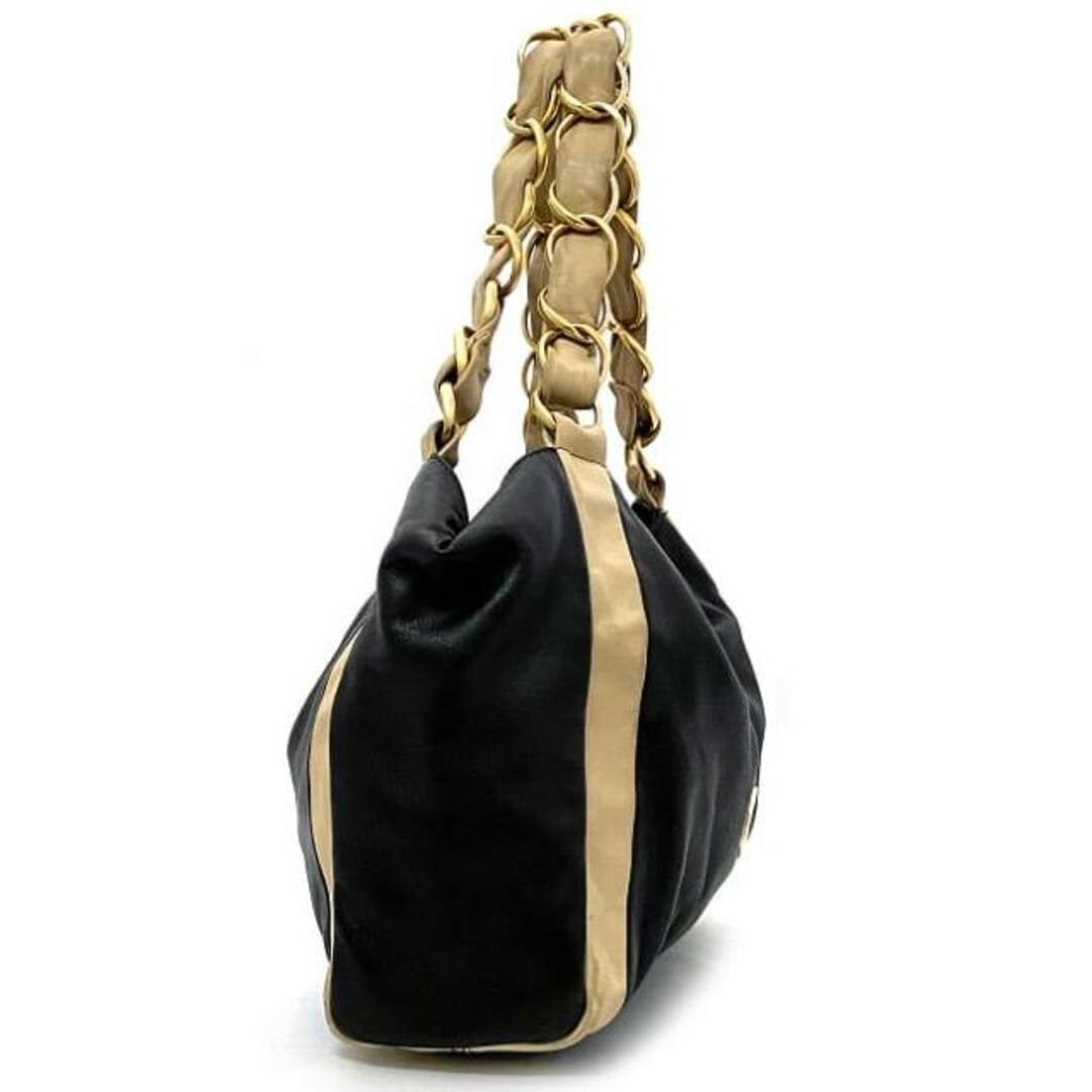 CHANEL - シャネル チェーン トートバッグ ブラック ベージュ CHANEL - シャネル チェーン トートバッグ ブラック ベージュ
