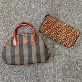 フェンディ(FENDI)のまとめ 2点 セット 転売用 フェンディ ズッカ ペカン レザー ハンドバッグ トート トップハンドル ポーチ レディース YYE V7-5(ハンドバッグ)