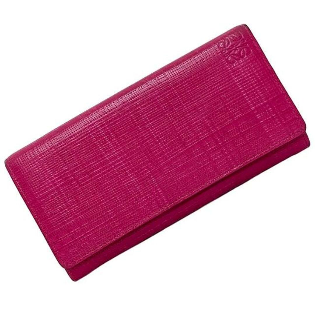 LOEWE - ロエベ 二つ折り 長財布 ピンク ゴールド リネン 美品 LOEWE - ロエベ 二つ折り 長財布 ピンク ゴールド リネン 美品