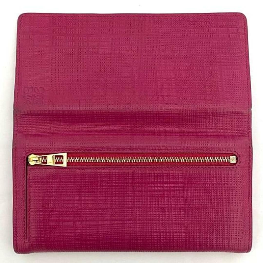 LOEWE - ロエベ 二つ折り 長財布 ピンク ゴールド リネン 美品 LOEWE - ロエベ 二つ折り 長財布 ピンク ゴールド リネン 美品
