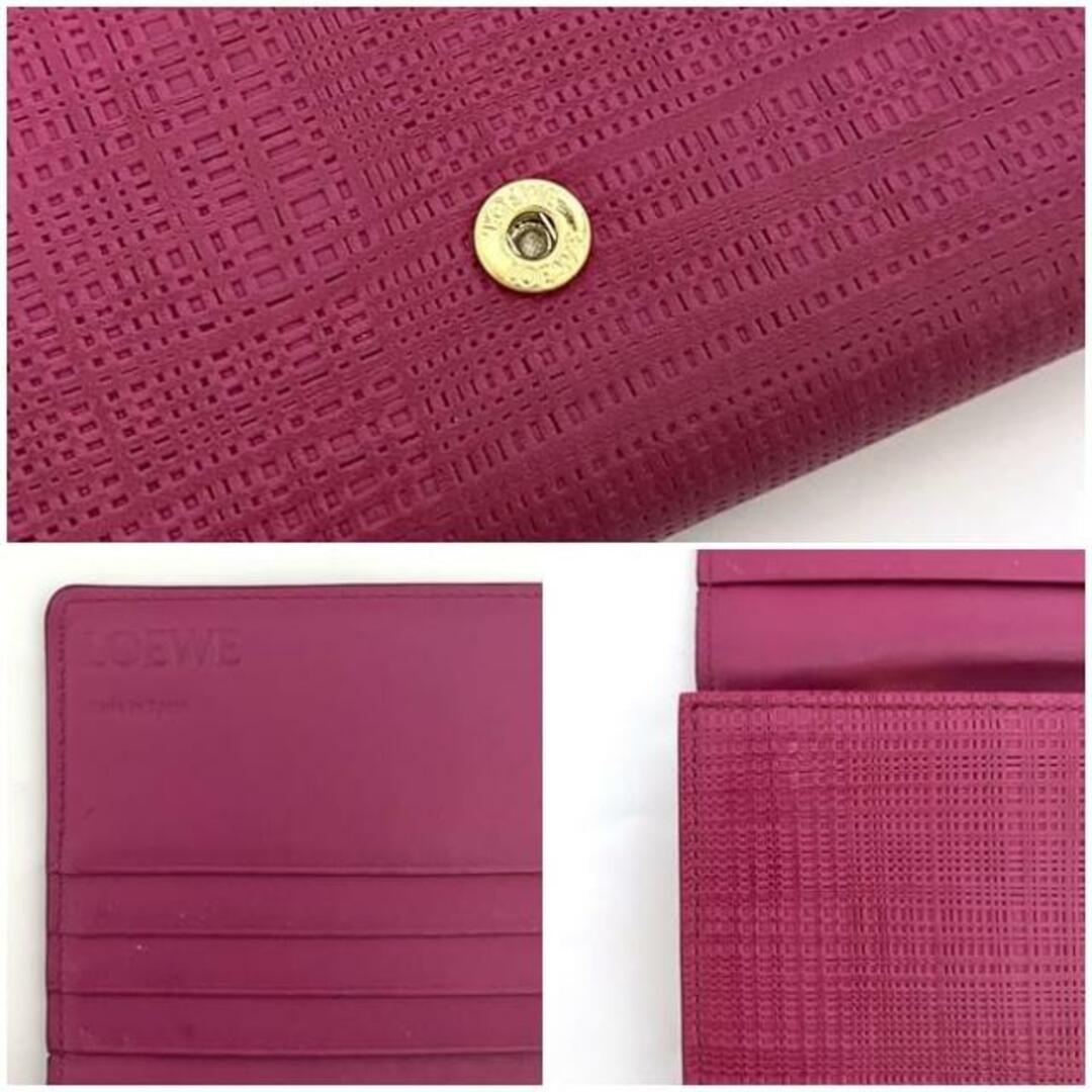 LOEWE - ロエベ 二つ折り 長財布 ピンク ゴールド リネン 美品 LOEWE - ロエベ 二つ折り 長財布 ピンク ゴールド リネン 美品