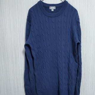 ユニクロ(UNIQLO)のレディース ユニクロ クルーネック ニット セーター カシミア混 Mサイズ 藍色(ニット/セーター)